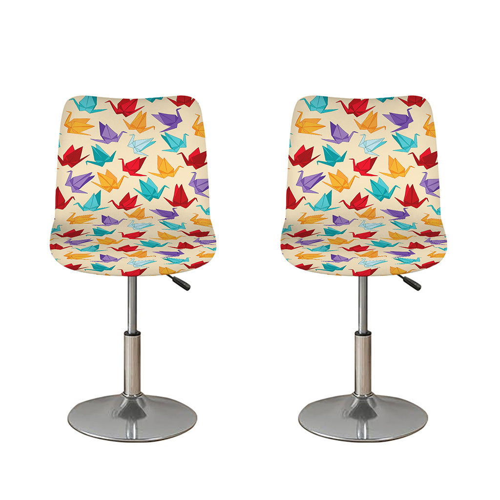 Colorful Origami Crane Pattern Print Bar Stool Covers