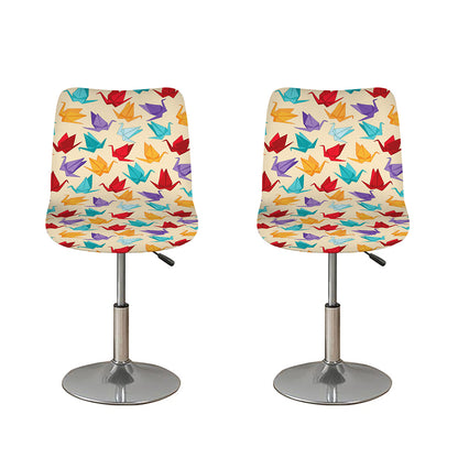 Colorful Origami Crane Pattern Print Bar Stool Covers