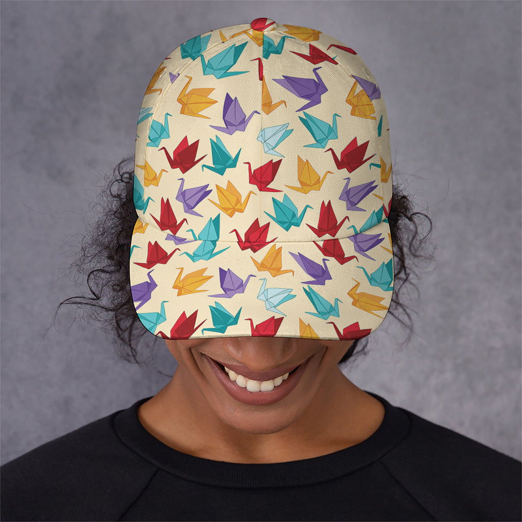 Colorful Origami Crane Pattern Print Baseball Cap