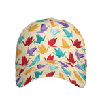 Colorful Origami Crane Pattern Print Baseball Cap