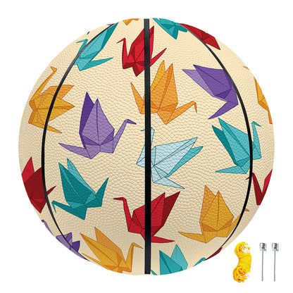 Colorful Origami Crane Pattern Print Basketball