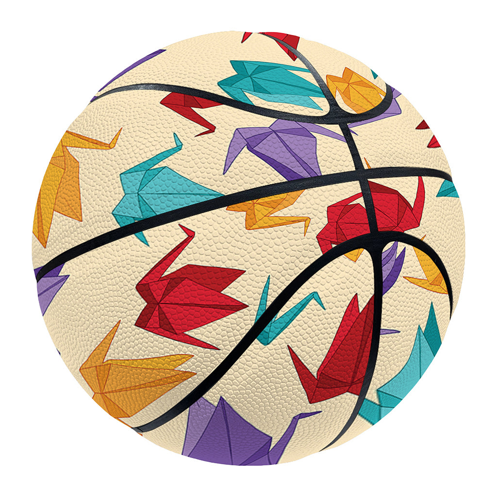 Colorful Origami Crane Pattern Print Basketball
