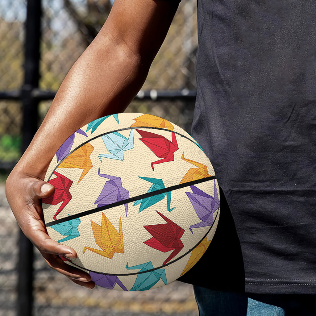 Colorful Origami Crane Pattern Print Basketball