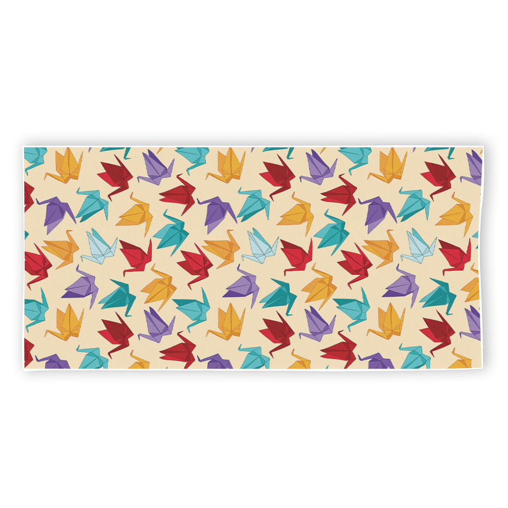 Colorful Origami Crane Pattern Print Beach Towel