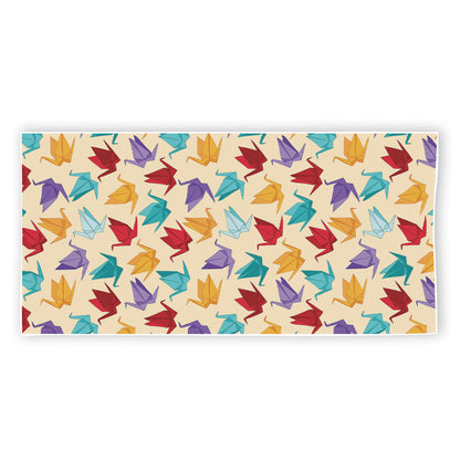 Colorful Origami Crane Pattern Print Beach Towel
