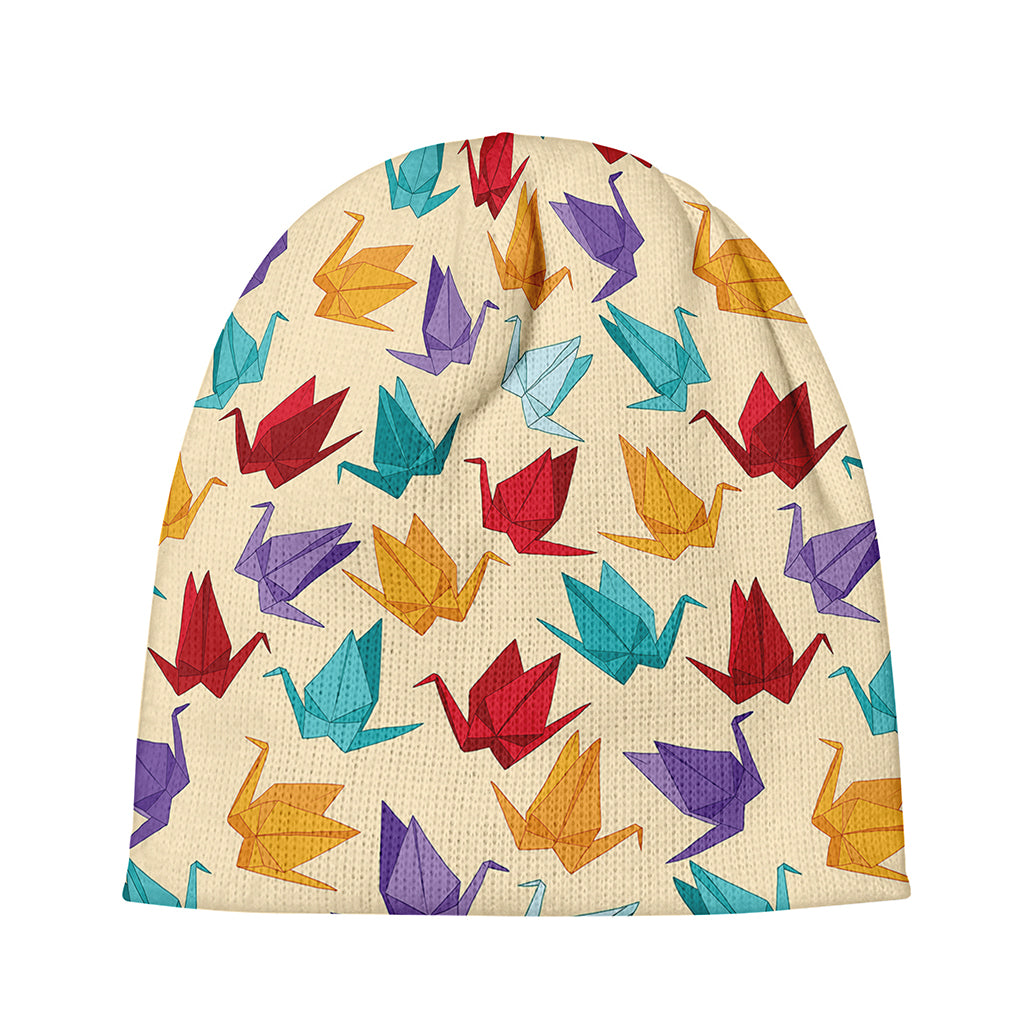 Colorful Origami Crane Pattern Print Beanie