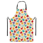 Colorful Origami Crane Pattern Print Bib Apron With Pocket