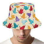 Colorful Origami Crane Pattern Print Bucket Hat