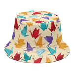 Colorful Origami Crane Pattern Print Bucket Hat