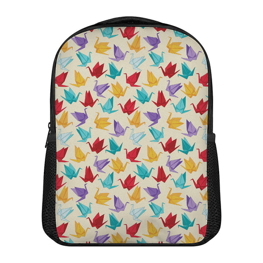 Colorful Origami Crane Pattern Print Casual Backpack