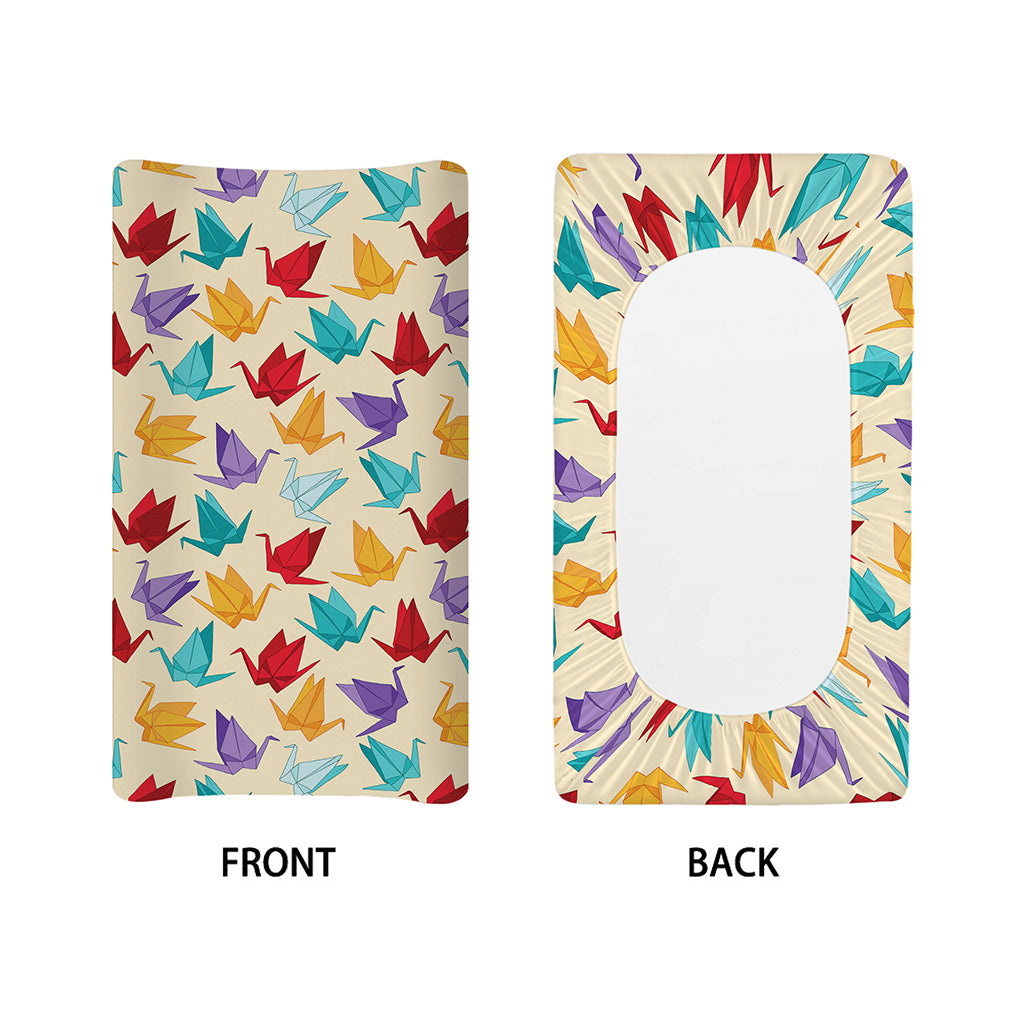 Colorful Origami Crane Pattern Print Changing Pad Cover