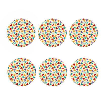 Colorful Origami Crane Pattern Print Coaster Set