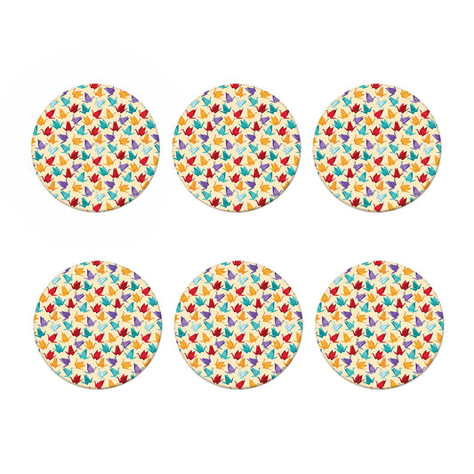 Colorful Origami Crane Pattern Print Coaster Set