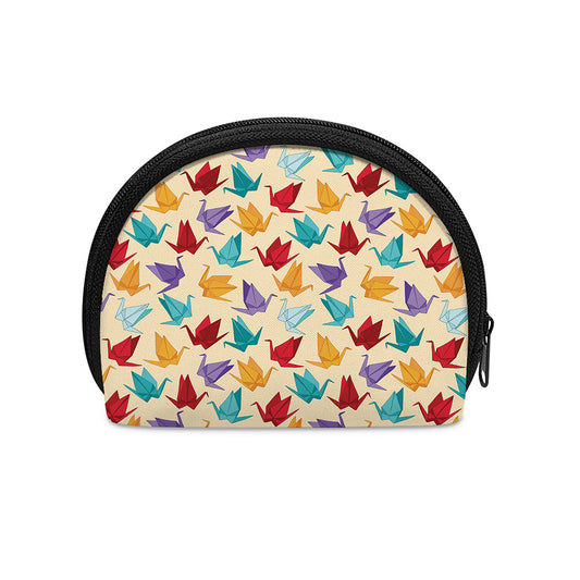 Colorful Origami Crane Pattern Print Coin Purse