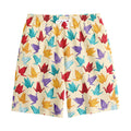 Colorful Origami Crane Pattern Print Cotton Shorts