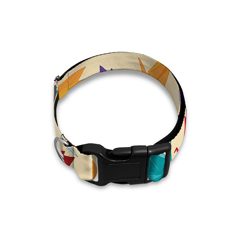 Colorful Origami Crane Pattern Print Dog Collar