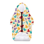Colorful Origami Crane Pattern Print Dog Zip Up Hoodie