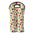 Colorful Origami Crane Pattern Print Double Neoprene Wine Tote