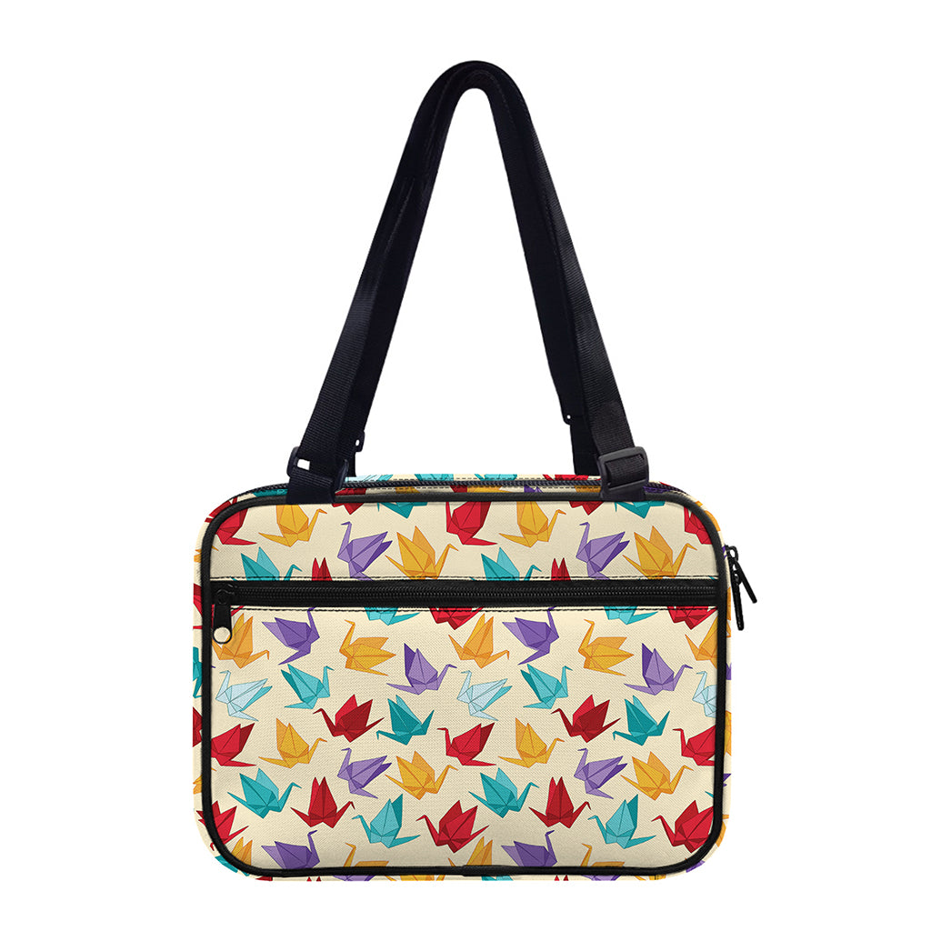 Colorful Origami Crane Pattern Print Double Strap Bible Bag
