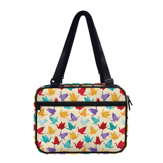 Colorful Origami Crane Pattern Print Double Strap Bible Bag