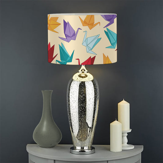 Colorful Origami Crane Pattern Print Drum Lamp Shade