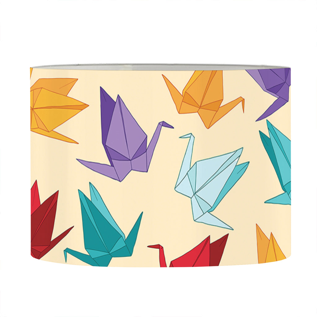 Colorful Origami Crane Pattern Print Drum Lamp Shade