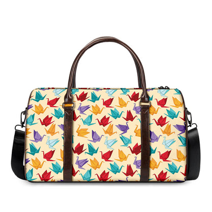 Colorful Origami Crane Pattern Print Duffle Bag
