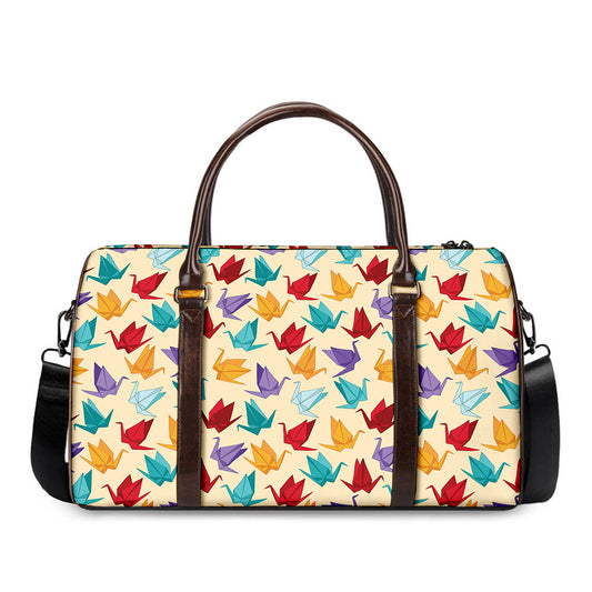 Colorful Origami Crane Pattern Print Duffle Bag