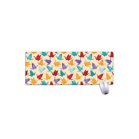 Colorful Origami Crane Pattern Print Extended Mouse Pad