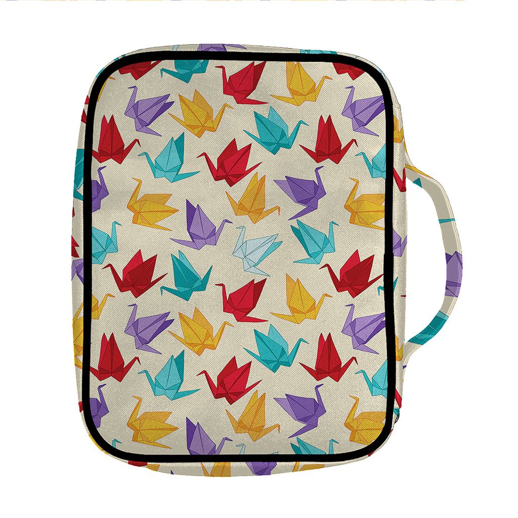 Colorful Origami Crane Pattern Print Front Pocket Bible Bag