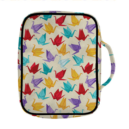 Colorful Origami Crane Pattern Print Front Pocket Bible Bag