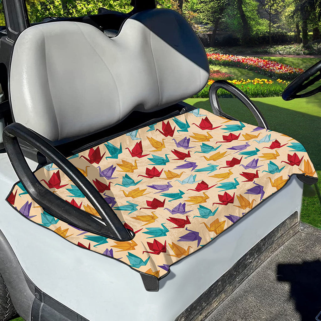 Colorful Origami Crane Pattern Print Golf Cart Seat Cover