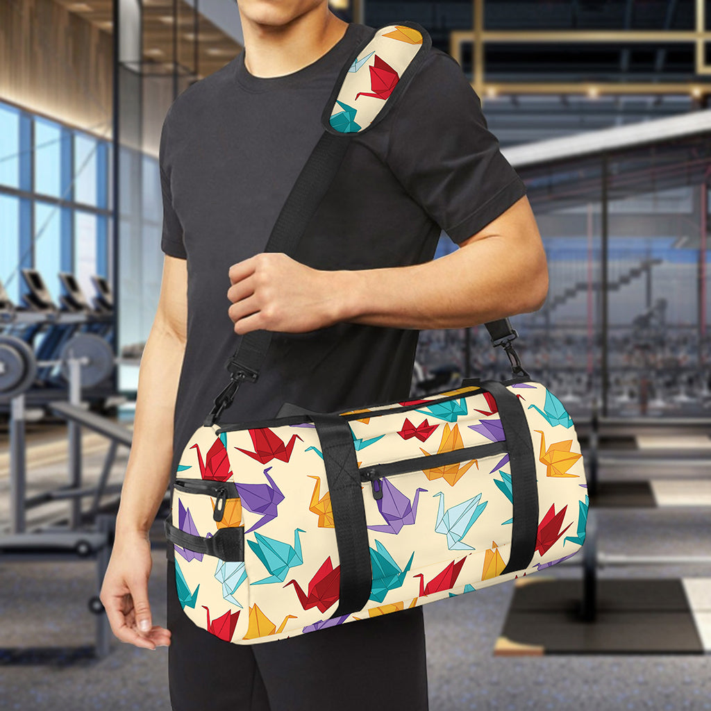 Colorful Origami Crane Pattern Print Gym Bag
