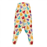 Colorful Origami Crane Pattern Print Hammer Pants