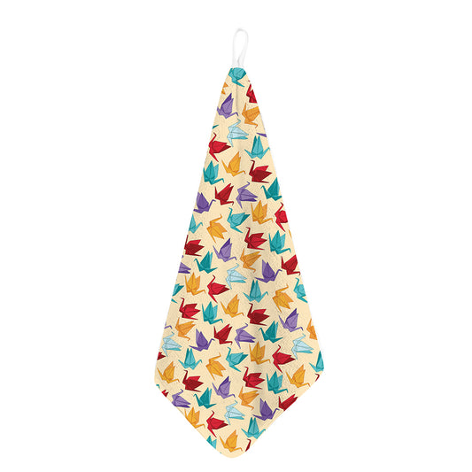 Colorful Origami Crane Pattern Print Hand Towel