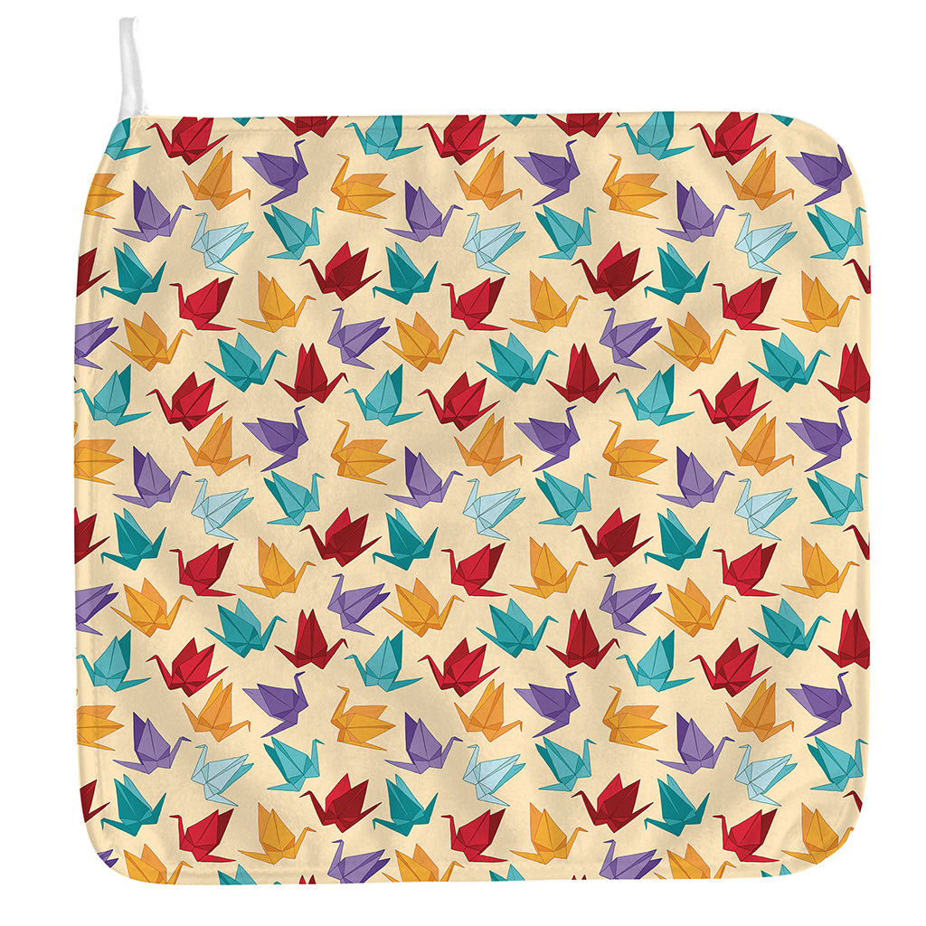 Colorful Origami Crane Pattern Print Hand Towel