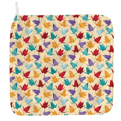 Colorful Origami Crane Pattern Print Hand Towel