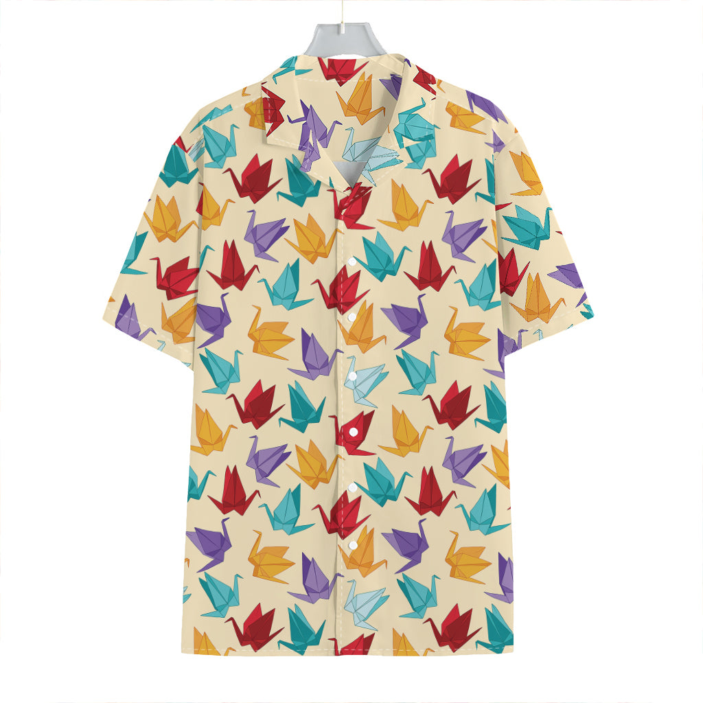 Colorful Origami Crane Pattern Print Hawaiian Shirt