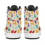 Colorful Origami Crane Pattern Print High Top Leather Sneakers