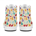 Colorful Origami Crane Pattern Print High Top Leather Sneakers