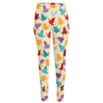 Colorful Origami Crane Pattern Print High-Waisted Pocket Leggings