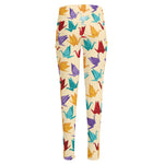 Colorful Origami Crane Pattern Print High-Waisted Pocket Leggings