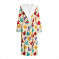 Colorful Origami Crane Pattern Print Hooded Bathrobe