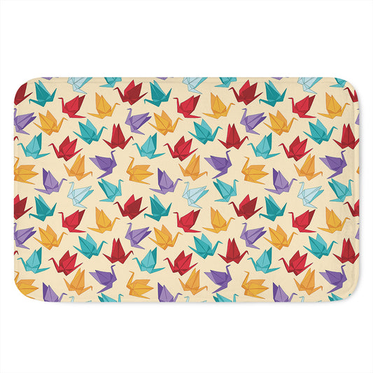 Colorful Origami Crane Pattern Print Indoor Door Mat