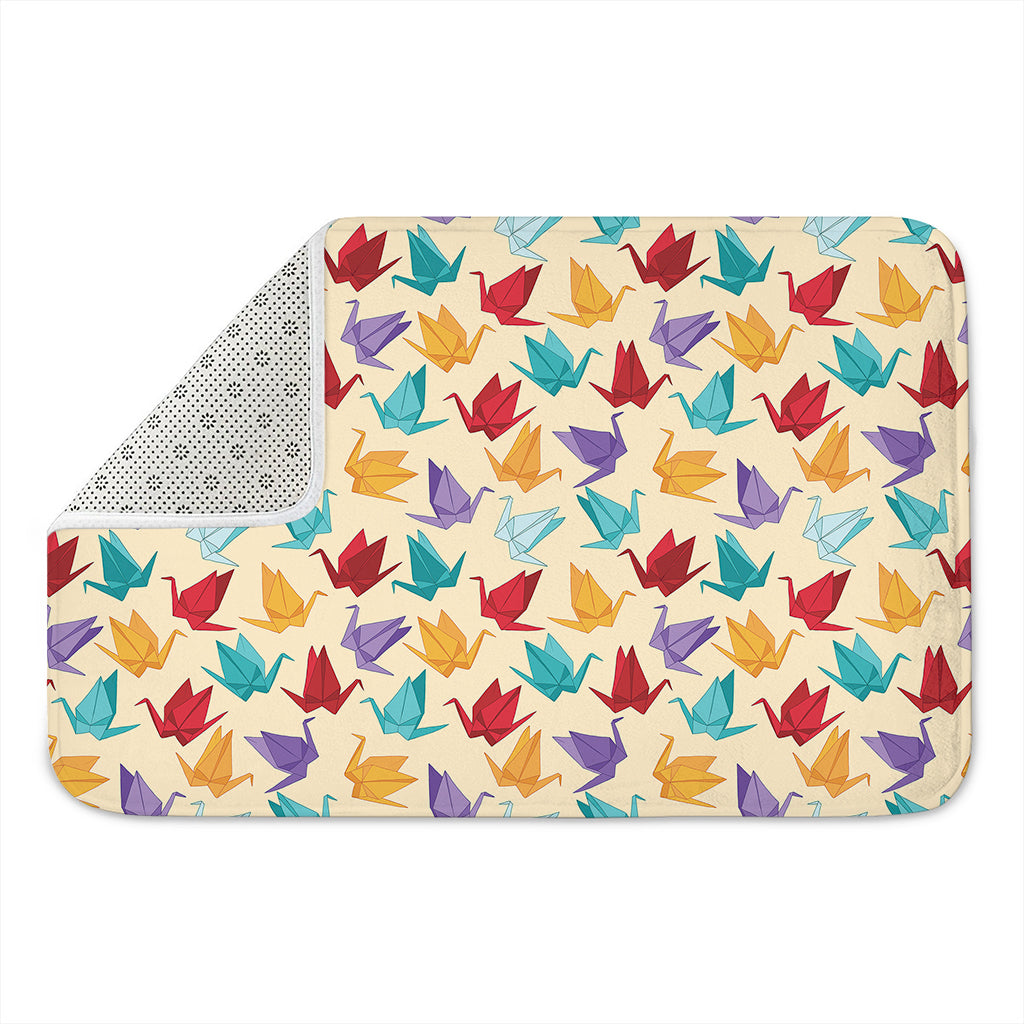 Colorful Origami Crane Pattern Print Indoor Door Mat