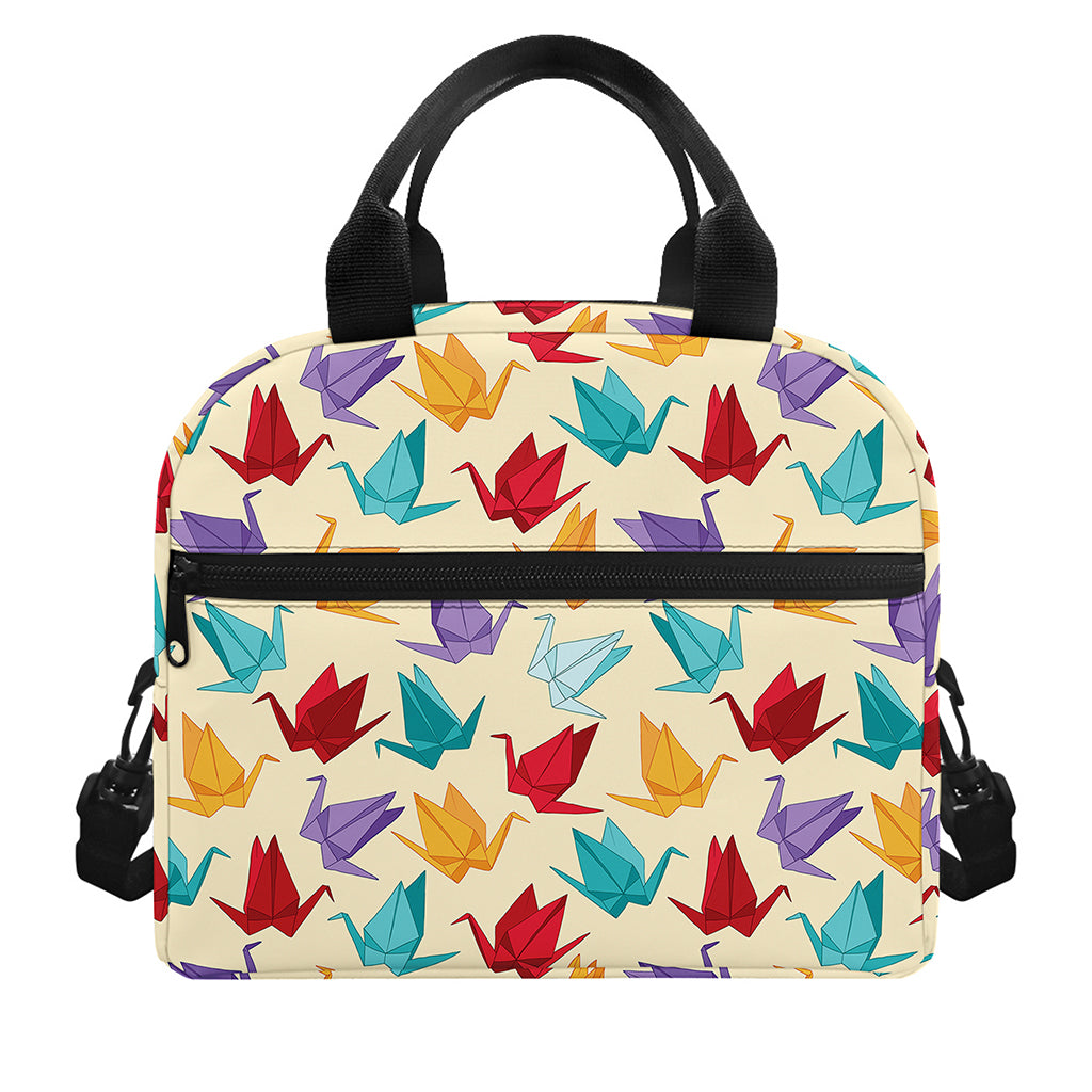 Colorful Origami Crane Pattern Print Insulated Lunch Bag