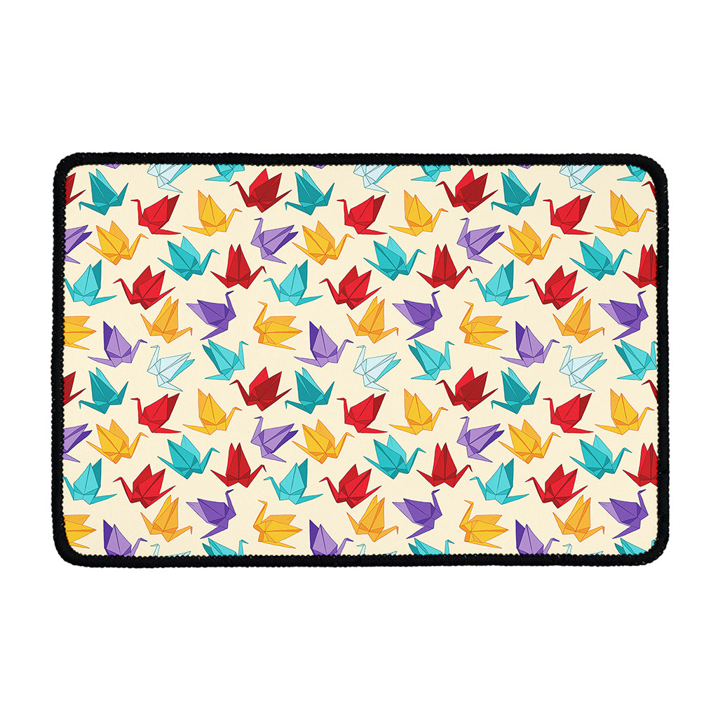 Colorful Origami Crane Pattern Print Kitchen Mat