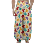 Colorful Origami Crane Pattern Print Lantern Pants