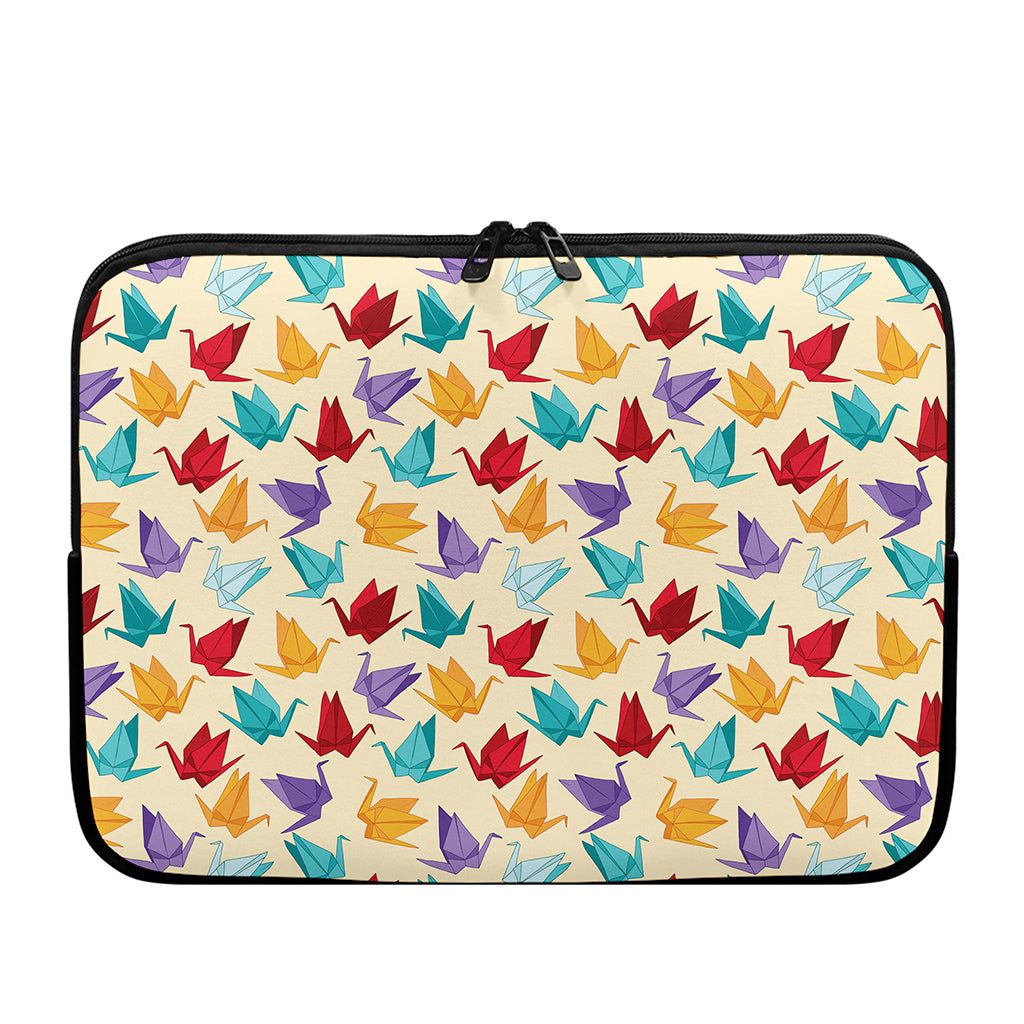 Colorful Origami Crane Pattern Print Laptop Sleeve