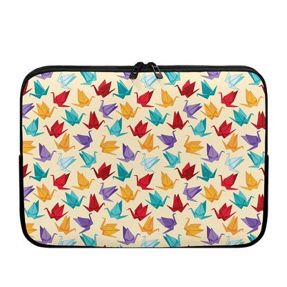 Colorful Origami Crane Pattern Print Laptop Sleeve